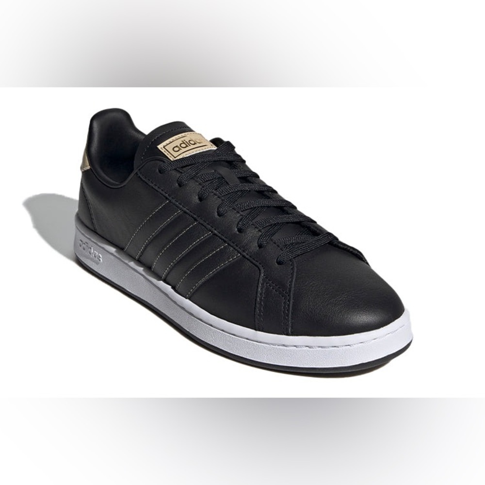 adidas Neo Grand Court Black Gold Men’s Leather Sneakers Size 9.5